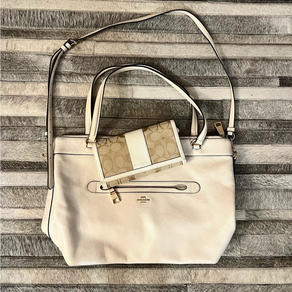 Coach Pebbled Leather handbag and matching wallet